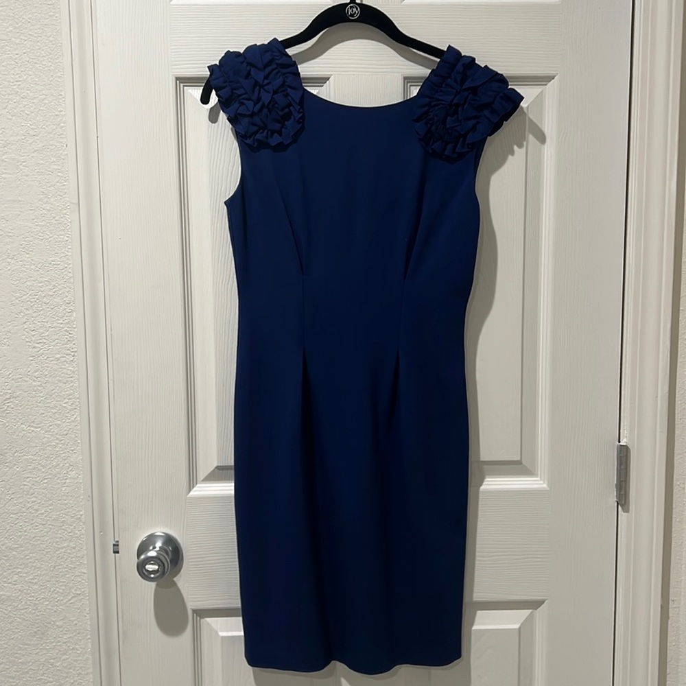 Trina Turk Blue Ruffle Sheath Dress Style # 2107130